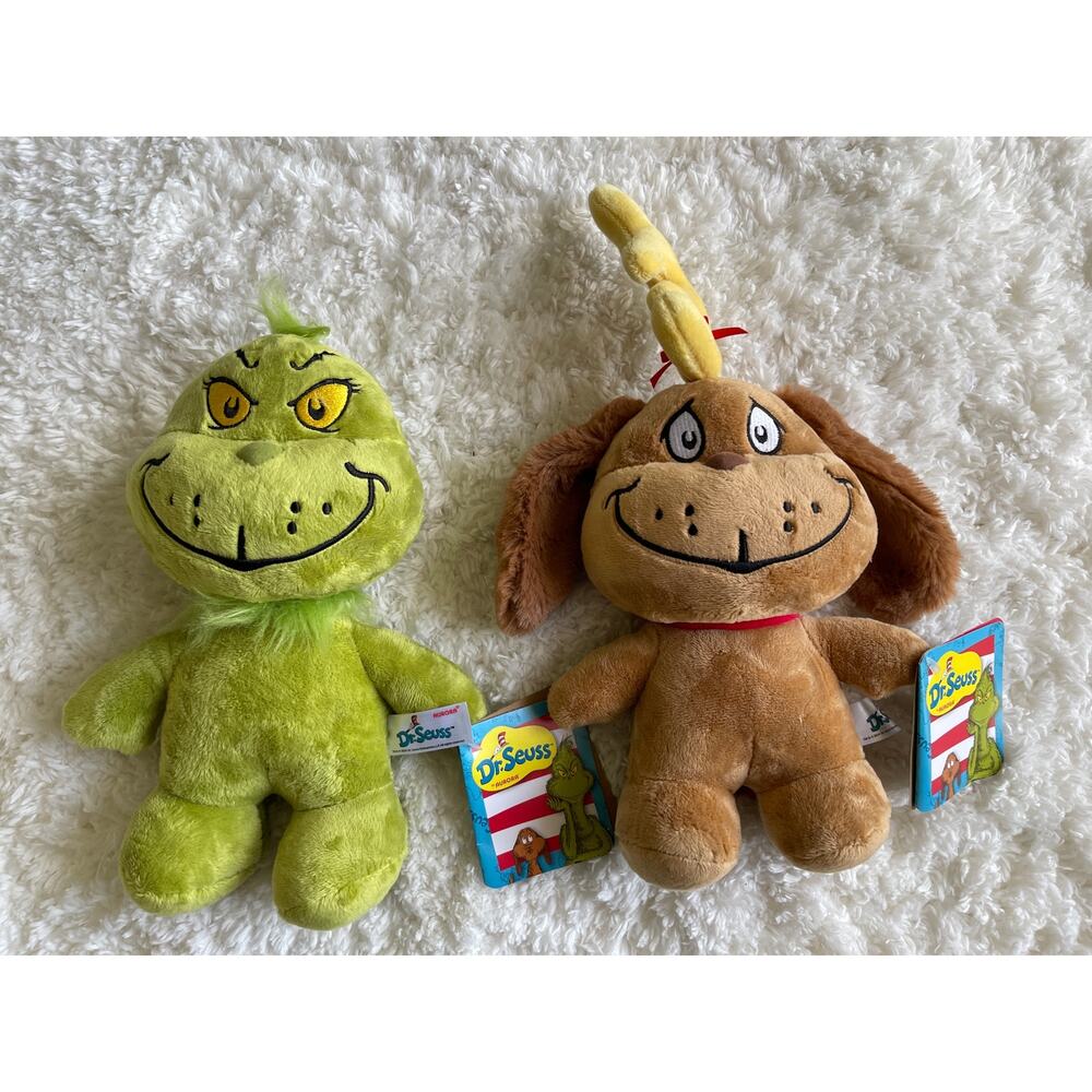 Grinch & Max Plush Toys Set by Dr. Seuss Stuffed Animal Toy Soft Cuddly 2 Set